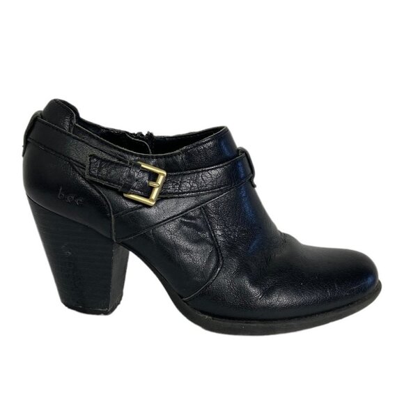 Born BOC Black Ankle Boots‎ Heeled Size 7 Style Z01503 Leather Strap Buckle Y2K - Picture 11 of 12